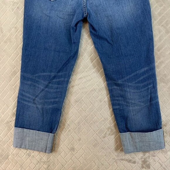 Gap Womens 8 Denim Jeans Blue Straight Crop Cuffed Low Rise Medium Wash Stretch - Picture 15 of 16